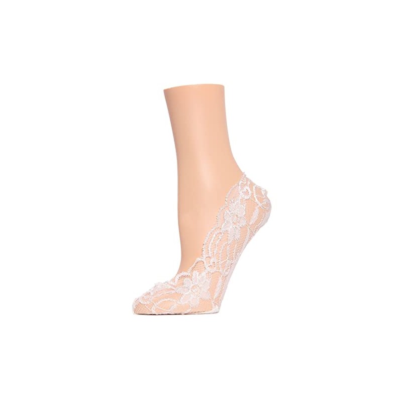 MeMoi Women's Lacy Floral No Show Liner Socks White One