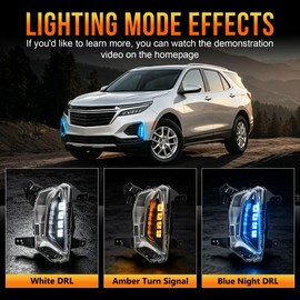 OKSIWA 3 Colors LED DRL for 2022-2024 Chevy Equinox,Front Bumper Lights