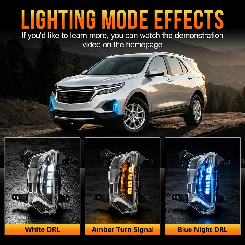OKSIWA 3 Colors LED DRL for 2022-2024 Chevy Equinox,Front Bumper