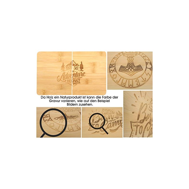 Samunshi® Wooden Board with Engraving Born to Camp Camping Bamboo