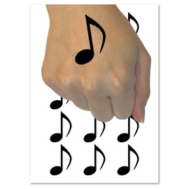 Music Eighth Note Temporary Tattoo Water Resistant Fake Body Art Set Collection - 54 1" Tattoos (1 Sheet)