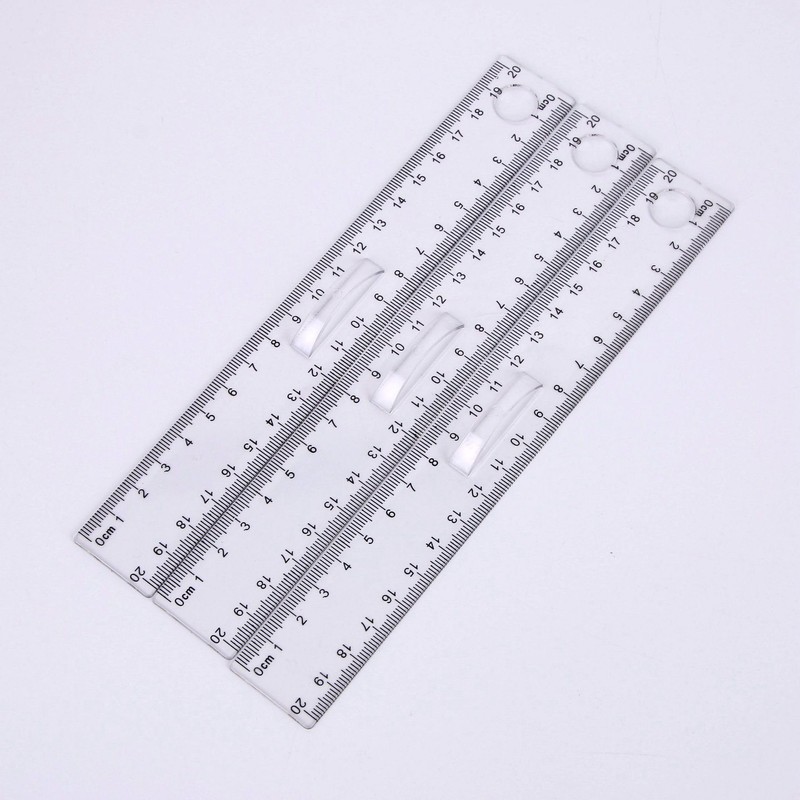 Pack of 4 Plastic Rulers with Handle, 20 cm/8 Inch