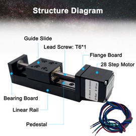 UYGALAXY 8" Stroke Mini Linear Rail Stage Actuator Effective with NEMA11 Stepper Motor + Square Small Slide Table for DIY CNC Router Parts X Y Z Linear (200MM)