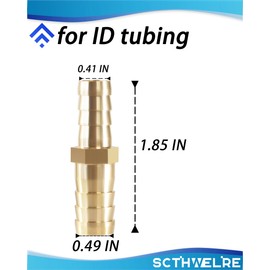Sctihwelire Brass Hose Barb Reducer 1/2" (12mm) to 3/8" (10mm) Splicer Mender Reducing Barb with Stainless Steel Pipe Clamps air Hose Repair kit for Pipe Line/Fuel/Air (10 Pcs)