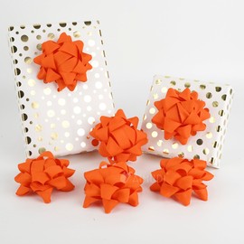 AIMUDI Orange Grosgrain Gift Bows 4.5'' Present Bows for Gift Wrapping Self Adhesive Gift Wrap Bows for Party, Holiday, Easter, Spring Decorations - 6 Counts