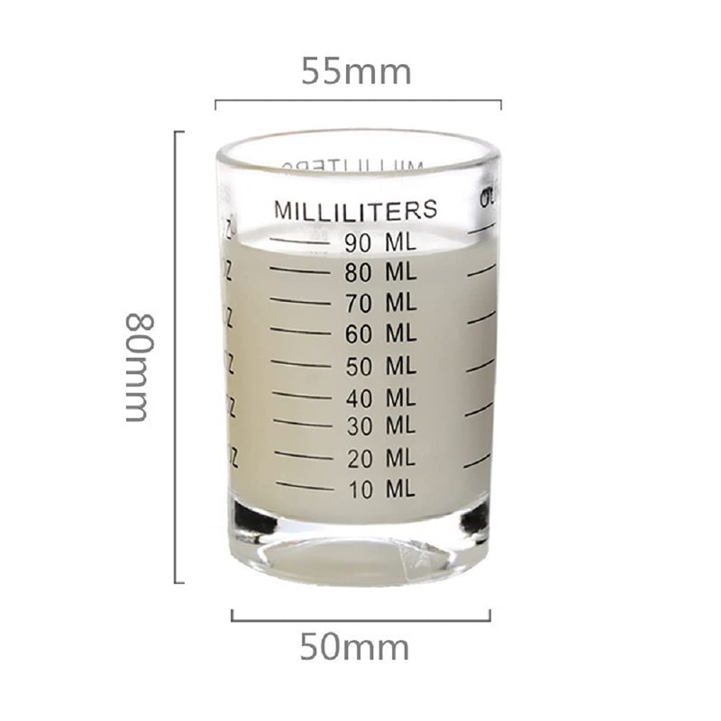 Shot Glass Measuring Cup 3 Ounce/90ML Liquid Heavy High Espresso
