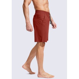 Men's Swim Trunks Quick Dry Bathing Suit Beach Board Shorts for Men with Zipper Pockets and Mesh Lining(Red,XL)