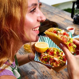 Badia Mango Pepper & Lime Pepper Set for Grilling, Cooking & Seasoning from Black Peppercorns - 6.5 oz Each - Campester Shrimp Tacos Recipe Card. Grilling Gifts, Best Seasonings and Spices for Cooking