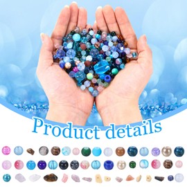 Sureio 1300 Pcs Assorted Glass Beads for Jewelry Making Natural Chip Stone Beads Multicolor Craft for Art Bracelets Necklace Pendants Making Supplies (Ocean Blue)