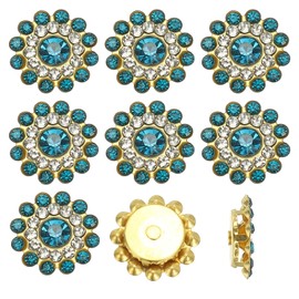 PATIKIL 50 Pcs Sew on Rhinestones, 14mm Flower Glass Rhinestones with Craft Gems Crystal Embellishments for Clothes Shoes Belt DIY Crafting Decoration, Peacock Blue