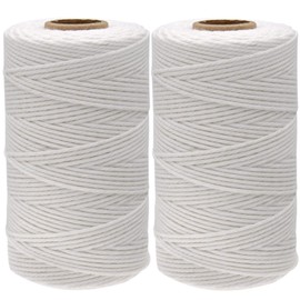 G2PLUS White Baker Twine, 2 x 100 m Cotton Cord, 2 mm Craft Cord, Decorative Cord, Perfect for DIY Arts and Crafts Gardening