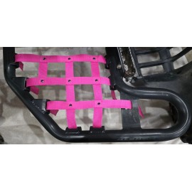 MIKAKE LLC Premium Riveted Nerf Bar Nets for Tusk Alba Honda Yamaha Suzuki Kawasaki Pink