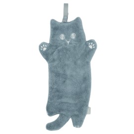 Daikai 421531 Kitchen Towel, Cat Pattern, Stylish, Cute, Absorbent, Quick Drying, Dish Cloth, Gray, W 7.1 x H 12.6 inches (18 x 32 cm) (Loops 6) cm