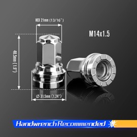 DYNOFIT 14mmx1.5 OEM/Stock Lug Nuts Compatible with 2017-2022 Ford F-250 & F-350, 32 Pack HEX21mm (13/16") One-Piece Design Factory Chrome Wheel Lug Nuts HCPZ-1012-B HCPZ-1012-A