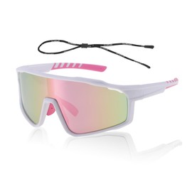 X AUTOHAUX 1 Set Motorcycle Riding Goggles Tri-Acetyl Cellulos PC UV400 Outdoor Sports Sunglasses for Motocross Dirt Bike ATV Pink Lens White Frame