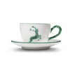 GMUNDNER KERAMIK Green Deer Coffee Cup with Saucer Cup Handmade