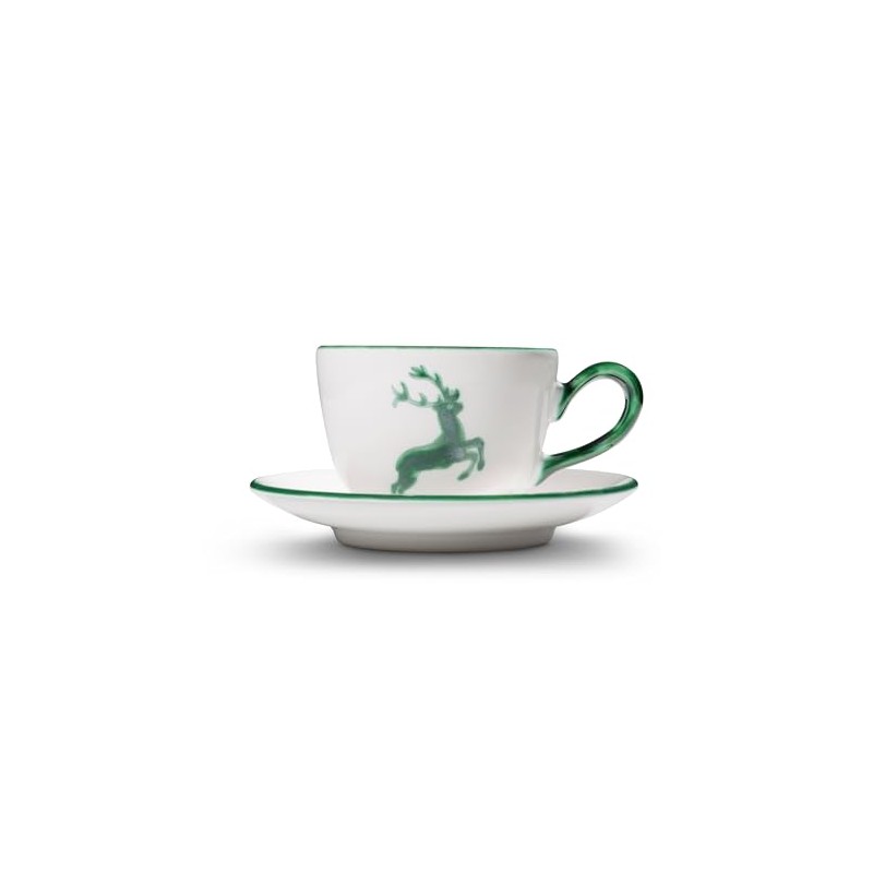 GMUNDNER KERAMIK Green Deer Coffee Cup with Saucer Cup Handmade
