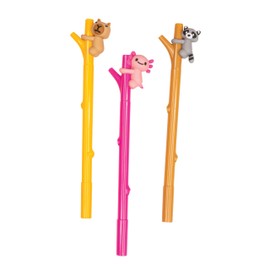 Raymond Geddes Pen Pal Huggers Pens - Pack of 24 - Fun Twig-Shaped Pens with Removable Animal Toppers