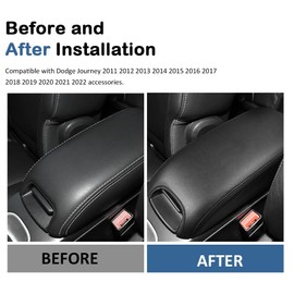 DEYTOP Center Console Cover for Dodge Journey 2011-2022 Armrest Cover for Dodge Journey Accessories Anti-Scratch Leather Armrest Protector (Black Stitches)