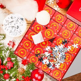 Jigsaw Advent Calendar 2024, Christmas Jigsaw Puzzle, Advent Calendar Jigsaw Puzzle 1008 Pieces, 24 Days Countdown Christmas Advent Calendar Puzzle for Kids Adults Christmas Theme Puzzles Gift