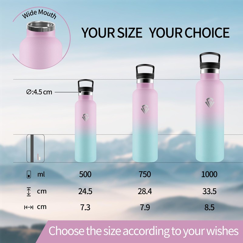 Thermos Flask, 1000 ml, BPA-Free, Stainless Steel, Leak-Proof Insulated Flask,