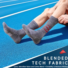 Bbfrey Compression Running Socks, Cushion Crew Socks - Anti-Blister Moisture Wicking for Athletic Hiking Basketball Tennis