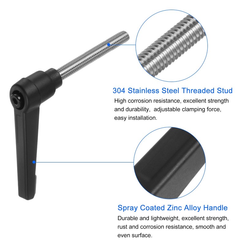 sourcing map 2pcs Clamping Lever Handles, M6 x 50mm 304