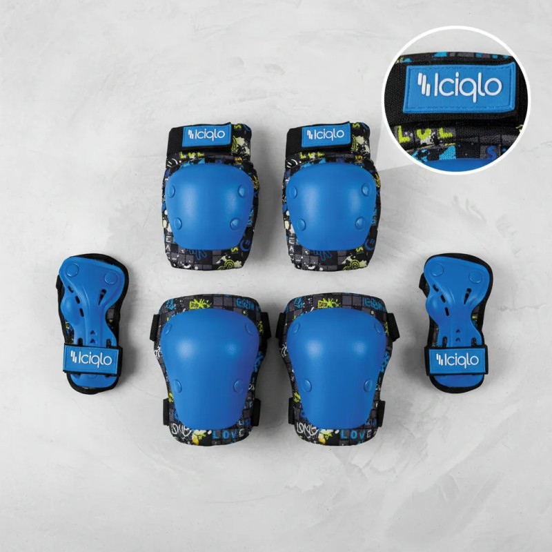 Kit Protecciones Adulto Rodilleras Coderas Muñequeras Iciqlo Azul