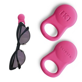 KLIPSTA SPEX Glasses Clips (Hot Pink 2-pack) - Magnetic Glasses Holder for Clothes. Eyewear Strap Alternative, ID Badge Holder.