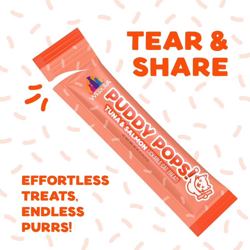 Weruva Puddy Pops, Tuna and Salmon Lickable Cat Treats, 0.5oz