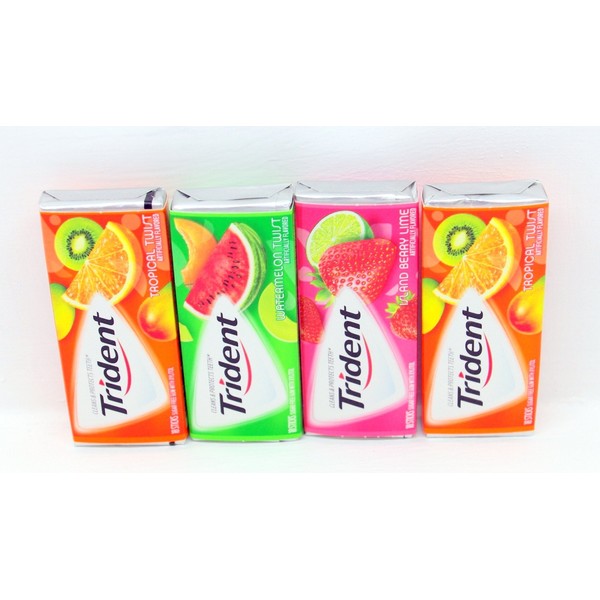 Trident Fruit Variety 4 (14 Stick) Pack - Tropical Twist, Watermelon Twist & Island Berry Lime BUNDLED!