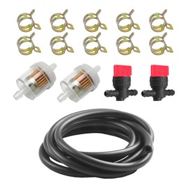 ZNDAW 1/4 Inch Gas Fuel Line Kit, 2 Meter/6-Foot Fuel Hose with Clamps Valves & Magnetic Filters, Universal Filter Valve Gas Line Hose Kit for Motorcycle Tractor Snow Blower Dirt Bike