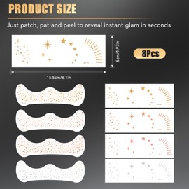 Glitter Freckles Face Tattoo, Sparkle Face Makeup Patches, Gold and Silver Freckles Face Makeup Patches, Waterproof Temporary Face Tattoos, Face Glitter Speckles Patches, 8 Sheets