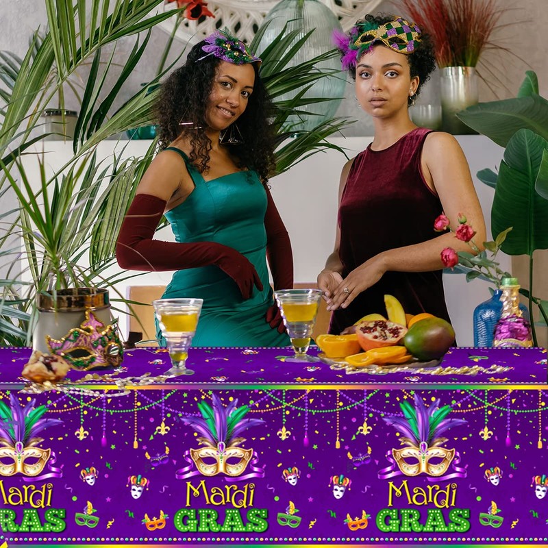 CMUSKO 3Pcs Mardi Gras tablecloths-Masquerade Mask Party Supplies Mardi Gras