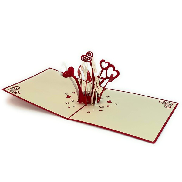 EnclosedwithLove 3D Pop Up Greeting Card - Valentine Card, 3D Love Pop Up Card, Congratulations, Happy Valentine, I love You, Wedding (Heart Explosion)