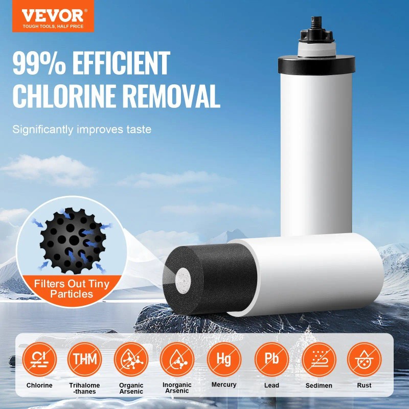 Stainless Steel Outdoor Water Filter System 2.25G Gravity Fed With