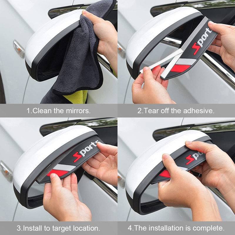 Blilo 2PCS Rear View Mirror Rain Eyebrows, Waterproof PVC Auto