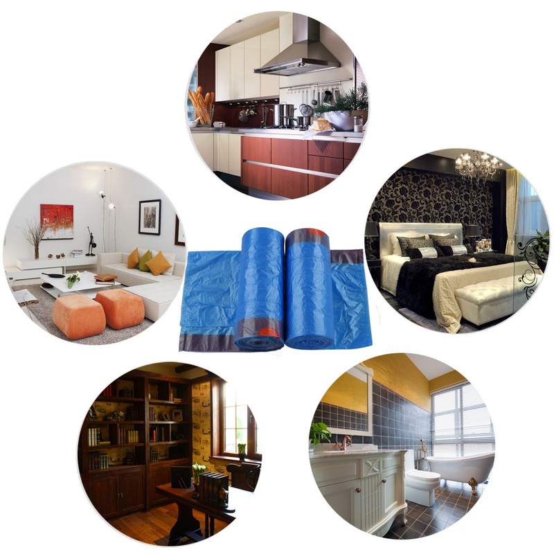 Yarebest 10 Liter Drawstring Bin Liners, Blue Trash Bags, 110