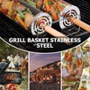 Rolling Grill Basket（2PCS） with Detachable Handle, 304 Stainless Steel BBQ