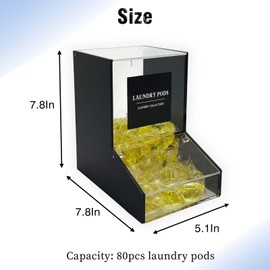 Gnjoyxuan Laundry Pods Container, Acrylic Candy Dispenser with 2 Lid, Dishwasher Pod Holder for Laundry Room, Home, kitchen, Office Used- Stand or Wall Mount,Black