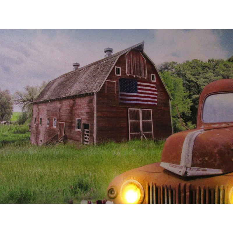 Ford Rusty Farm Truck Print Lighted LED Headlights Ford Truck