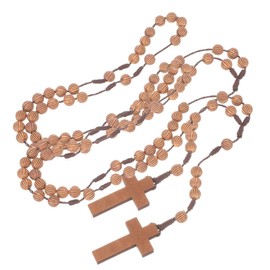 Levemolo Vintage Prayer Beads Rosary Necklace Cross Design Beads Necklace Decorative Prayer Rope Craftsmanship