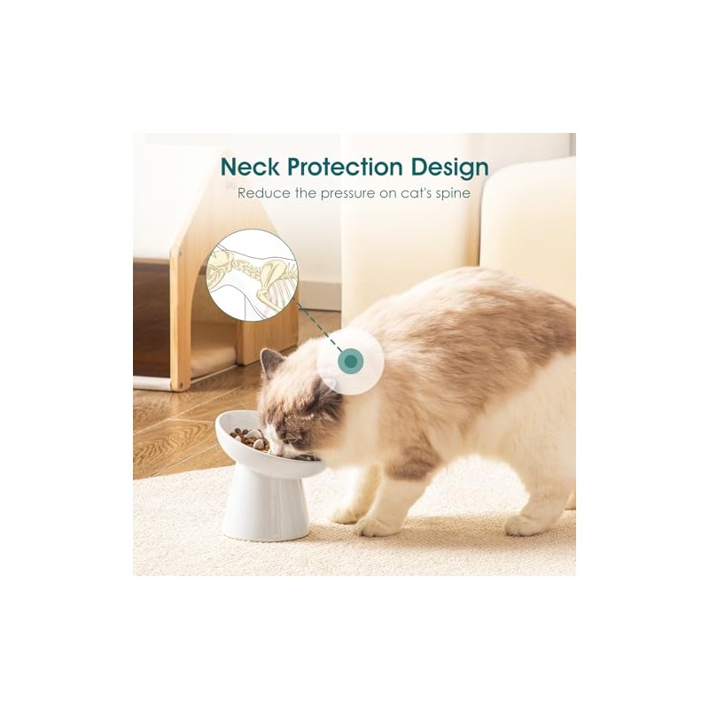 vancasso Ceramic Slow Feeder Cat Bowl, 6.25 Inch Elevated Cat