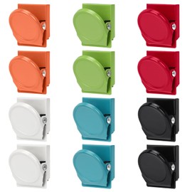 Wukong Pack of 12 6 Colours Magnetic Clips Metal Magnets Hook Clip Clips Fridge Magnets for Fridge, Notice Board, Office, Kitchen