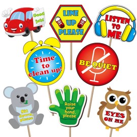 8 Pieces Manage Your Class Signs Management Signs for Nursery Homeschool Playroom Teacher Class Classroom Rules Banner Educational Posters for Preschool Toddler Kid Kindergarten Classroom Decoration