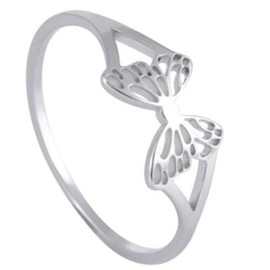 Jude Jewelers Stainless Steel Cute Dainty Butterfly Style Birthday Christmas Promise Statement Ring (Silver, 8)