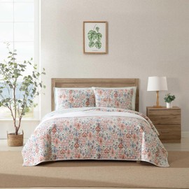 Tommy Bahama - Twin Quilt Set, Premium Cotton Reversible Bedding with Matching Sham, Floral Bedding Set, Oeko-Tex Certified (Ikat Tropics Beige, Twin)