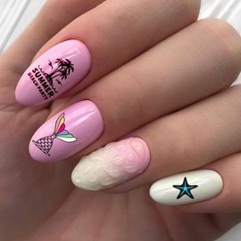 Random Designs 3pcs Summer Nail Stamp Plates Mermaid Flamingo Cute Nail Stamping Plate Flower Leaf Stamper Plates Animal Fruit Nail Stencils for Nail Art Stamping Kit Holiday Design Manicure Plates