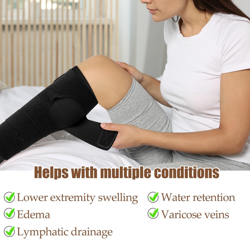 3 Pair Lymphedema Compression Leg Wrap with Calf Compression Sock