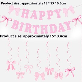 Lyfengdeam Bow Happy Birthday Banner Garland, Girl Bow Theme Birthday Party Decortions, Bow Party Decor, Bridal Shower Party Supplies